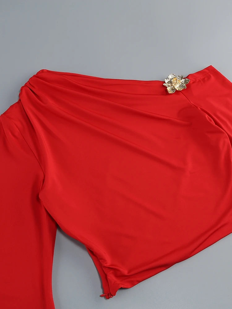 Metal Flower Skirt Two Piece Set