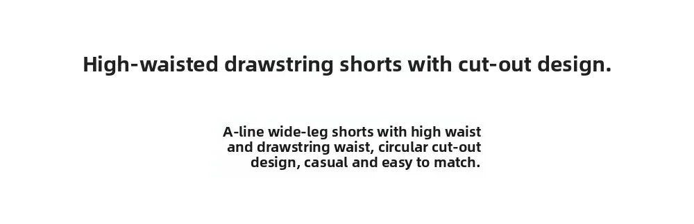 MaSande Early Autumn New Women's Fashionable Hollow out High Waist Drawstring Shorts Ring Detail Casual Pants Straight Leg - Shellss