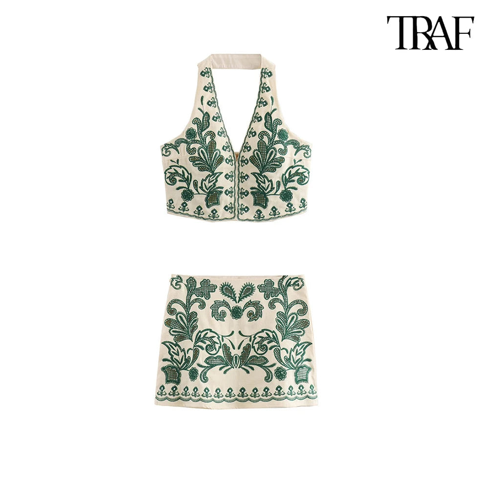 Backless V-Neck set