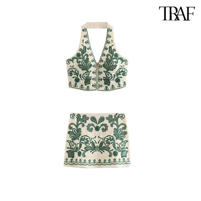 Backless V-Neck set