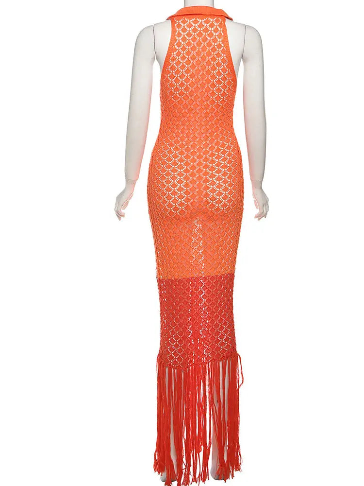 Tassel Mesh Patchwork Dress