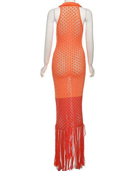 Tassel Mesh Patchwork Dress