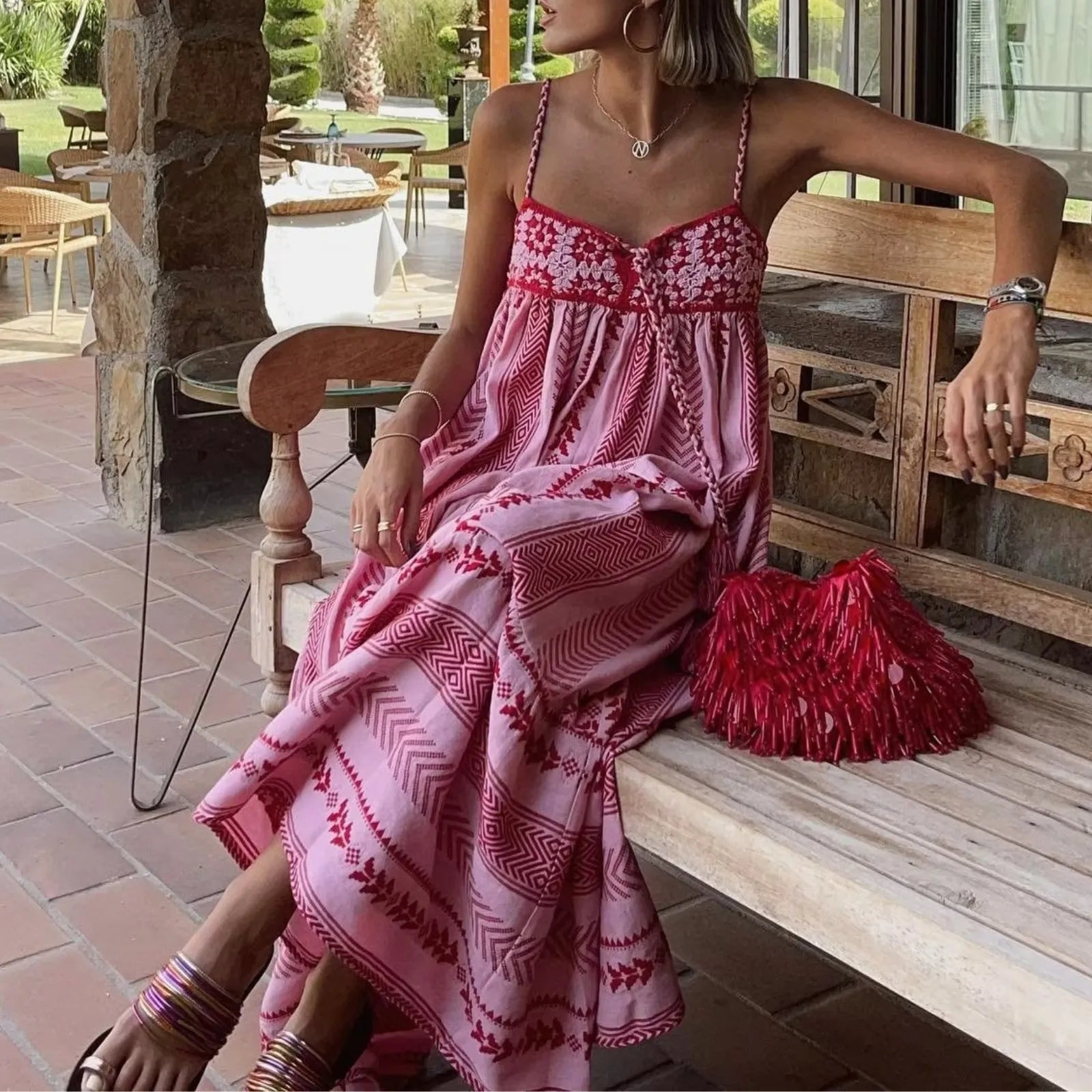 Zara Pink Resort Summer Dress
