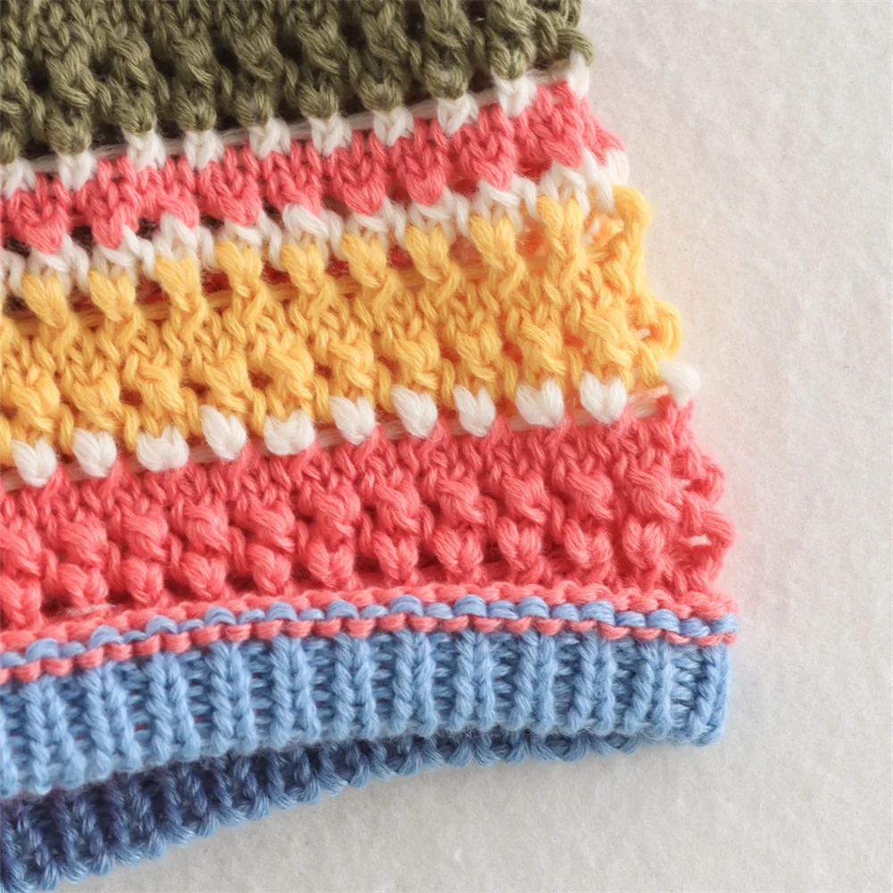 POLO collar short knitted striped shorts set