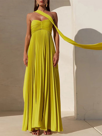 Chic Strapless Ribbon Long Dresses Sexy Backless