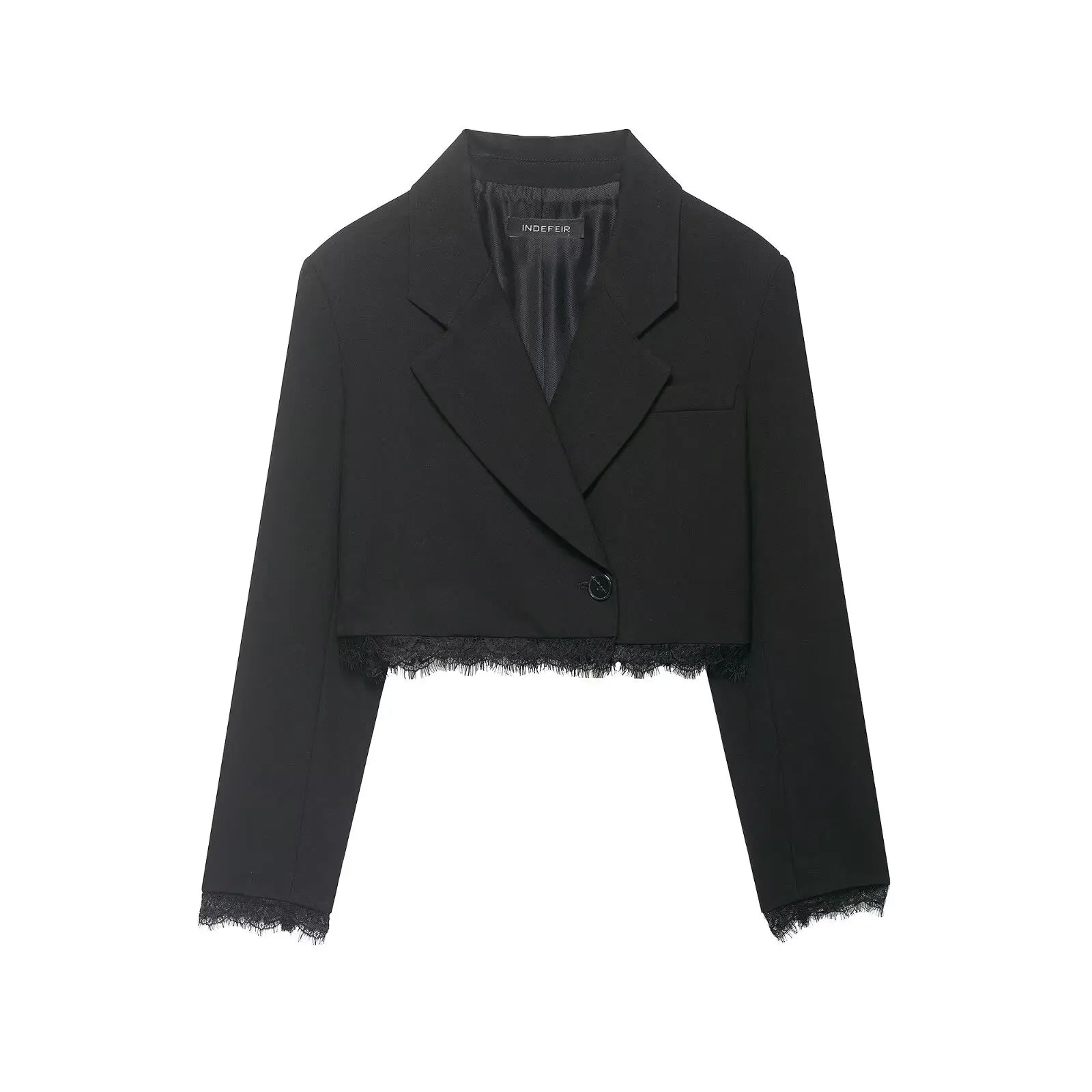 Zara Lace Trim Cropped Blazer Set