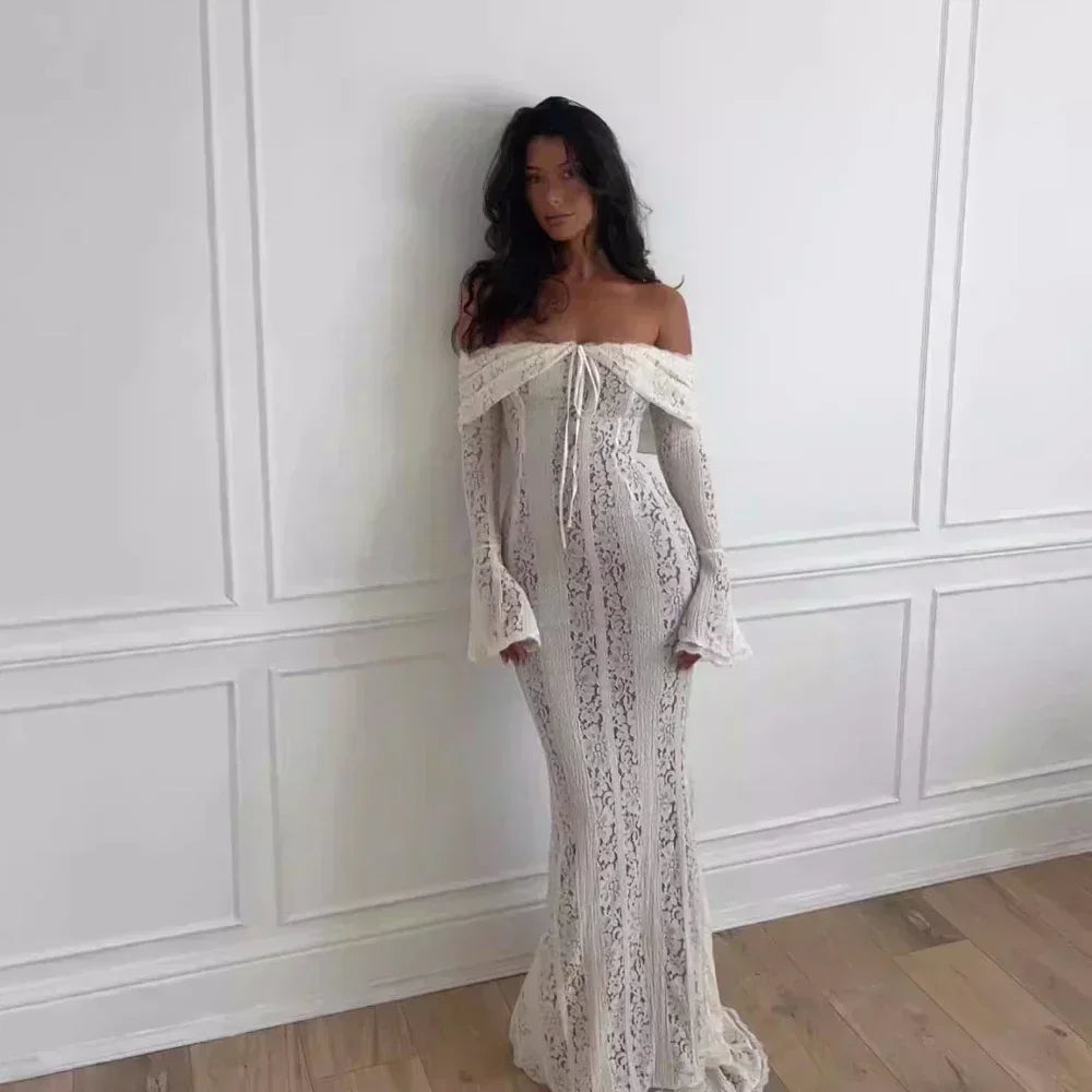 White Off Shoulder Lace Bodycon