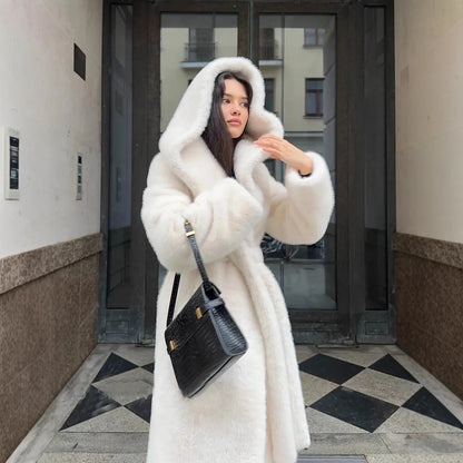 Fur Hooded Long Jacket