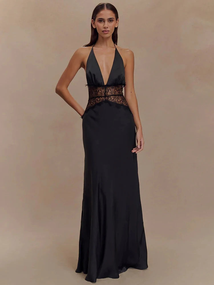 Celebrity Halter neck backless dress