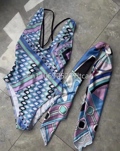 Luxury Design Pink Scarf Swimsuits