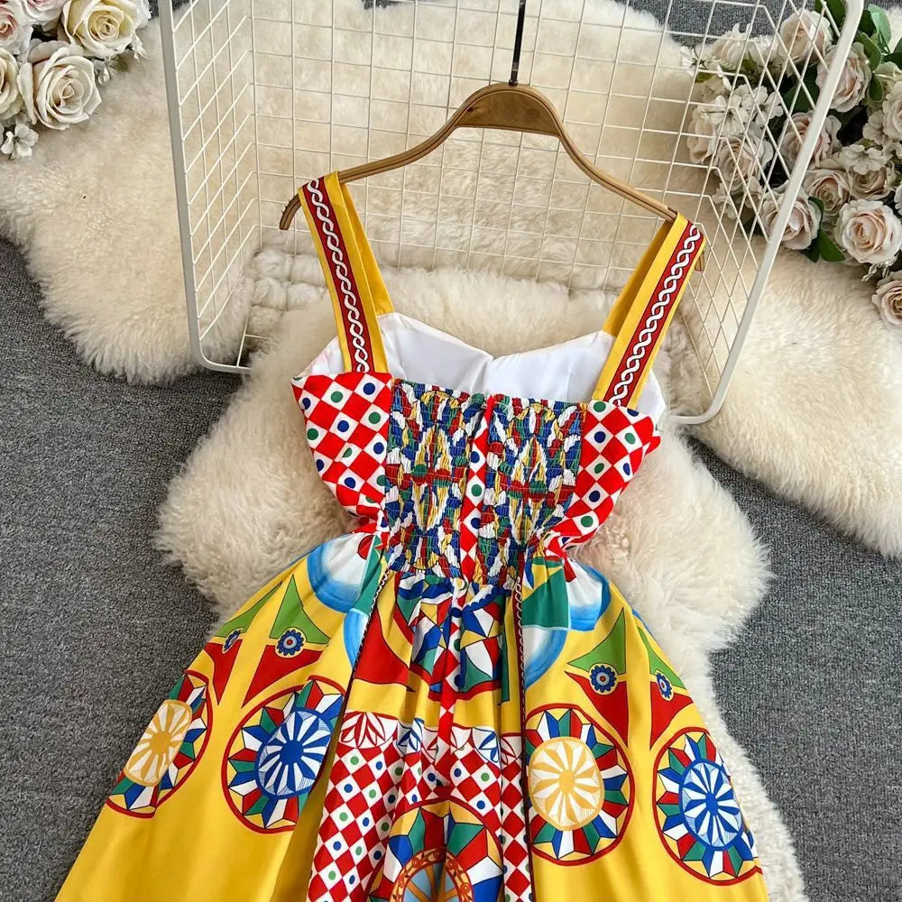 Dolce Yellow Multicolor Dress