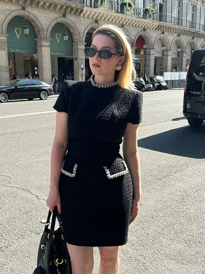 Elegant Beaded Slim Fit Mini Dresses