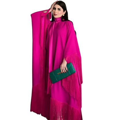 RAmadan Silk Tassel Dress Morocco Kaftan Jalabiya