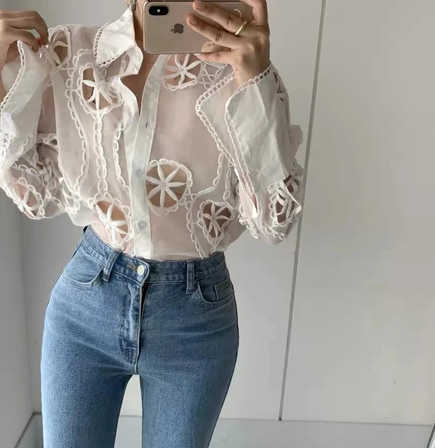 Embroidery lace royal lake como Shirt