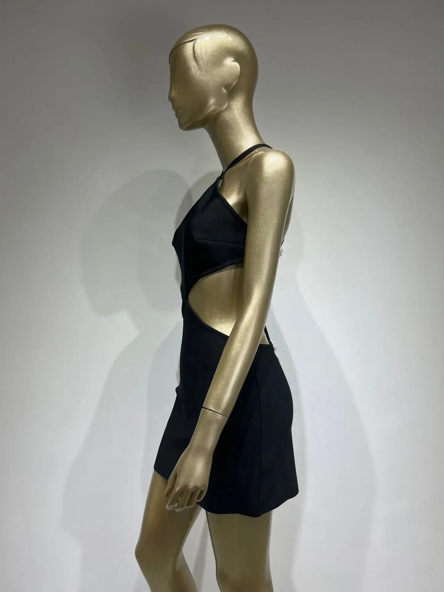 Sexy Black Miniature Black Dress Hot Sale Of The Season New Style Wrap Skirt Super Short Party Gown Diamond Back Hanging Neck Wa