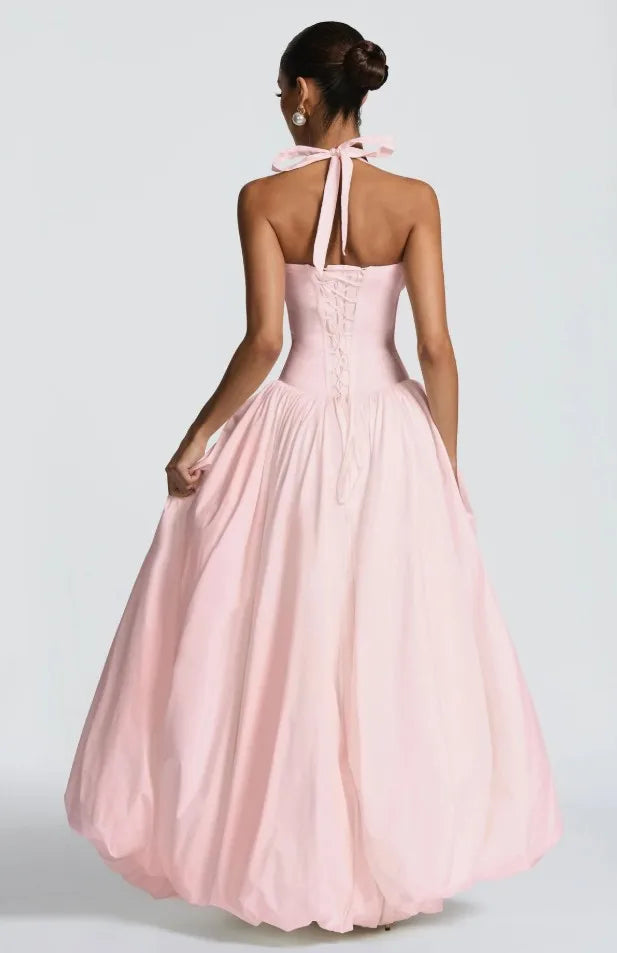 Princ Sle Long Dr LinJ High Waist Fibone Split Ne Hanging Strap European Sle Casual Wear for Middle-Aged Women - Shellss