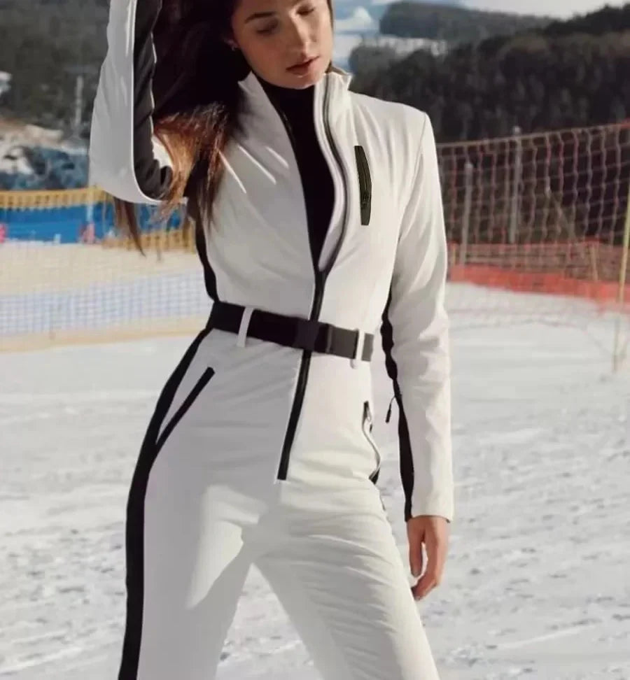 White Slim Ski Suit Jumpsuit