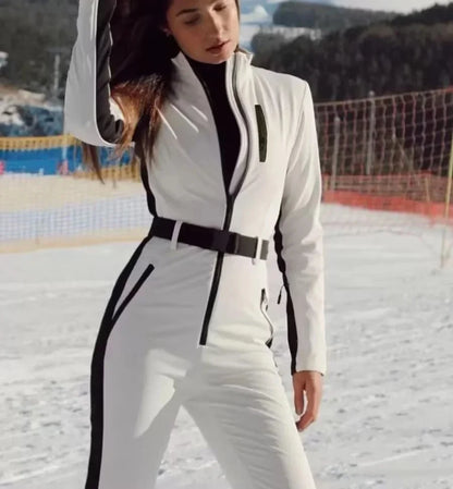 White Slim Ski Suit Jumpsuit