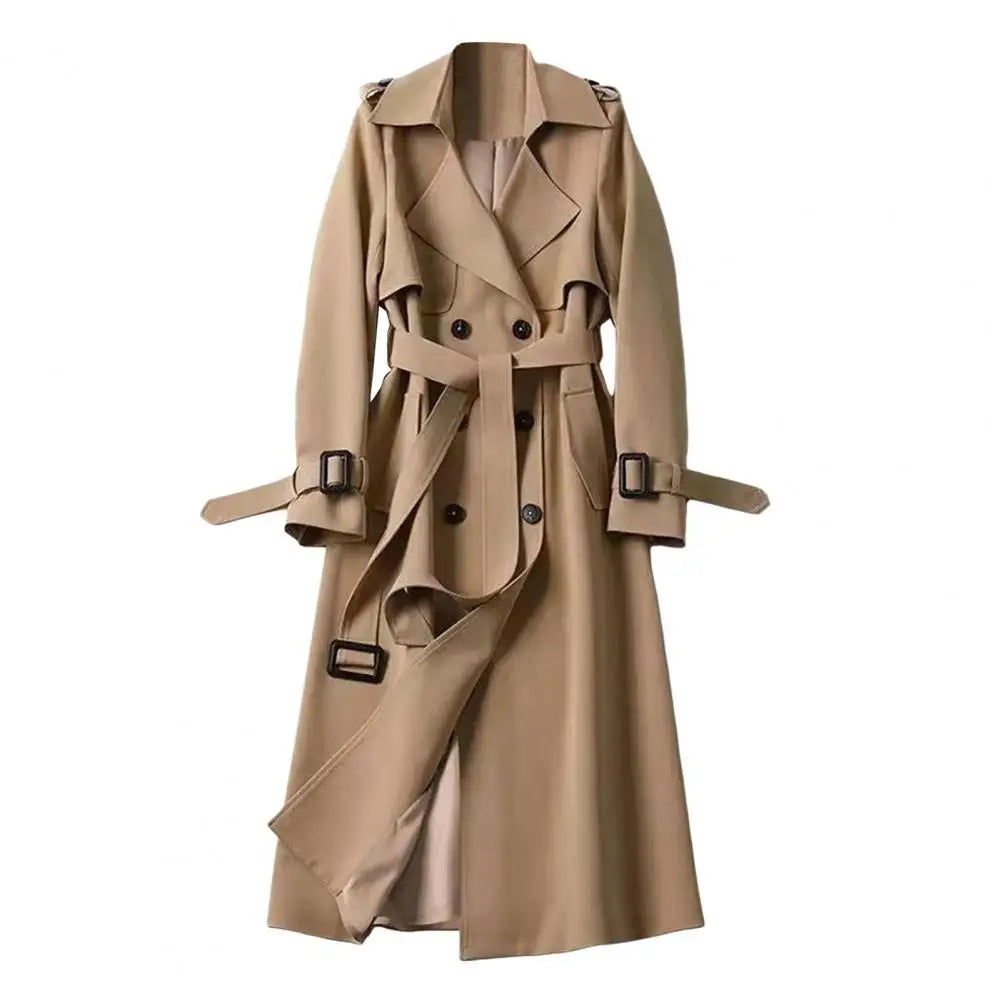 Trench Lapel Long Coats Fashion Double Breasted Jacket