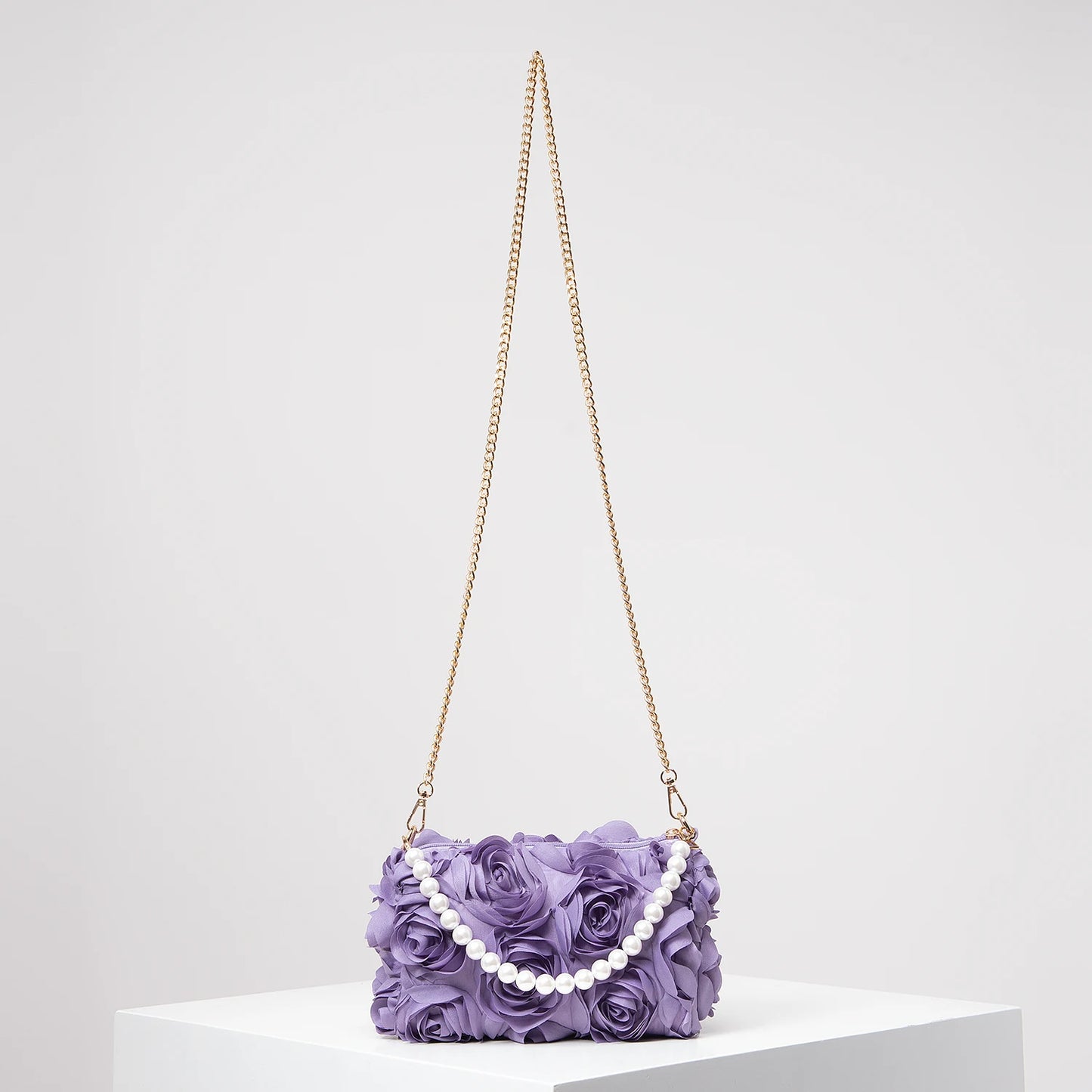 Elegant rose Flower dinner bag, Faux pearl handbag