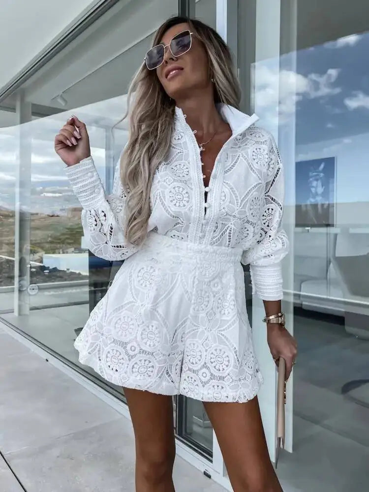 Lace Shorts Two Pieces Set