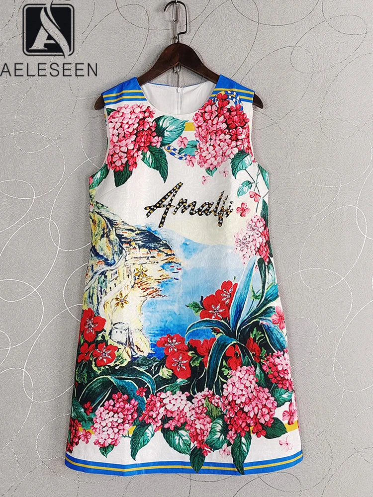 Dolce Sleeveless Colorful Flower Dress Bohemian