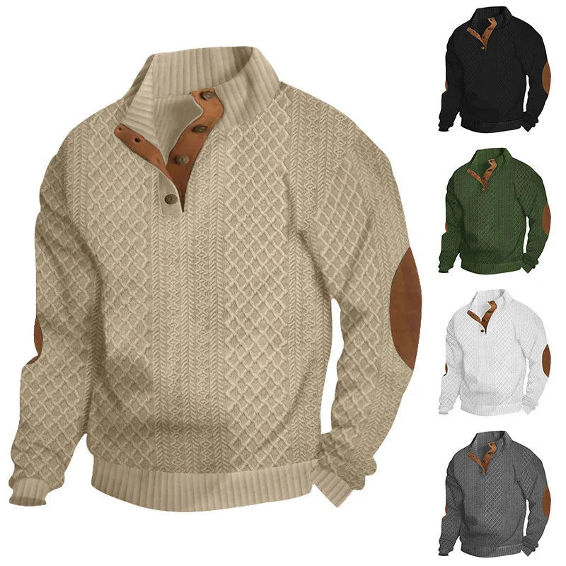 Men Stand Collars Long Sleeves Sweater German