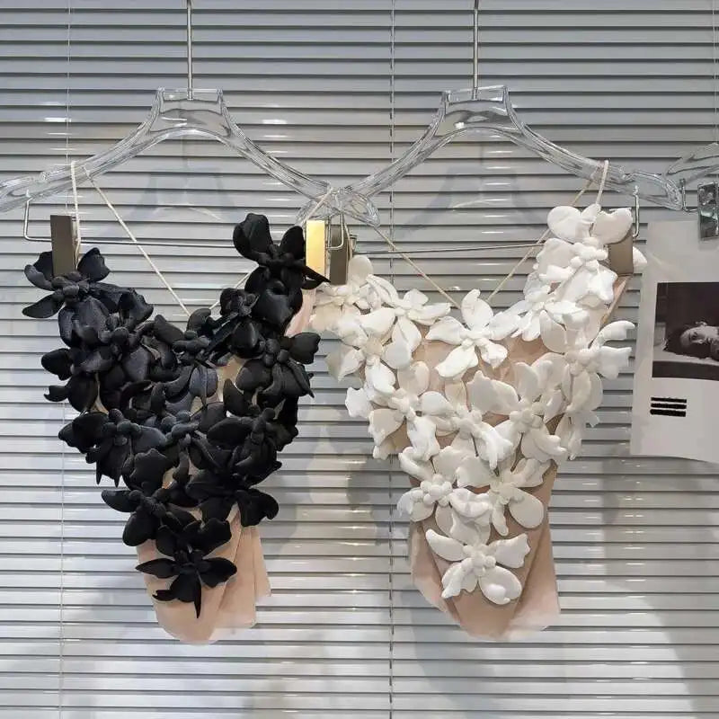 3D Flower Design Backless Camisole