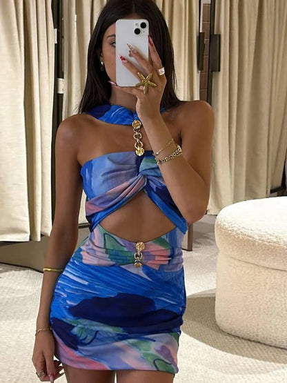 Colorful Mini cut out Dress