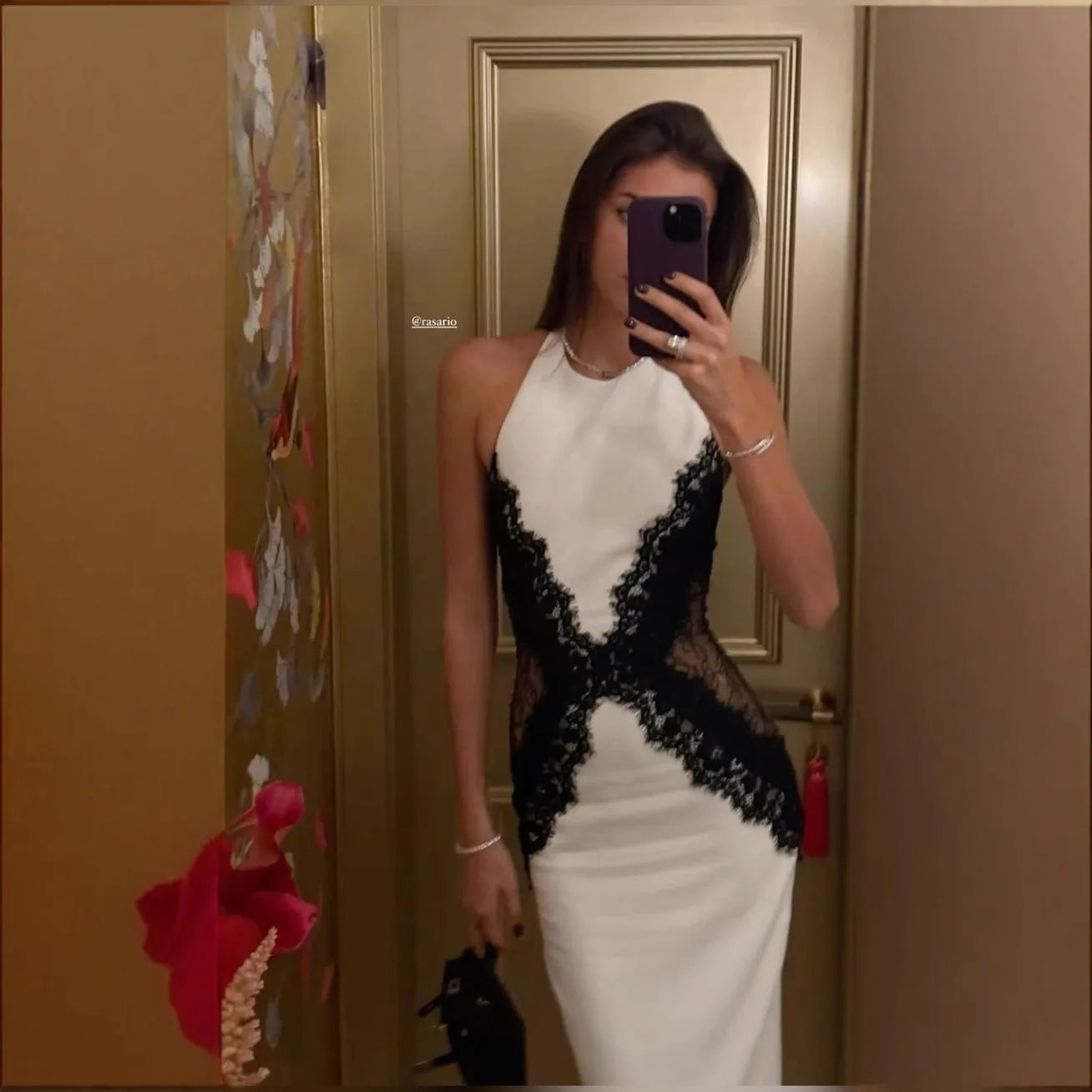 White Black Net Halter Backless - Shellss