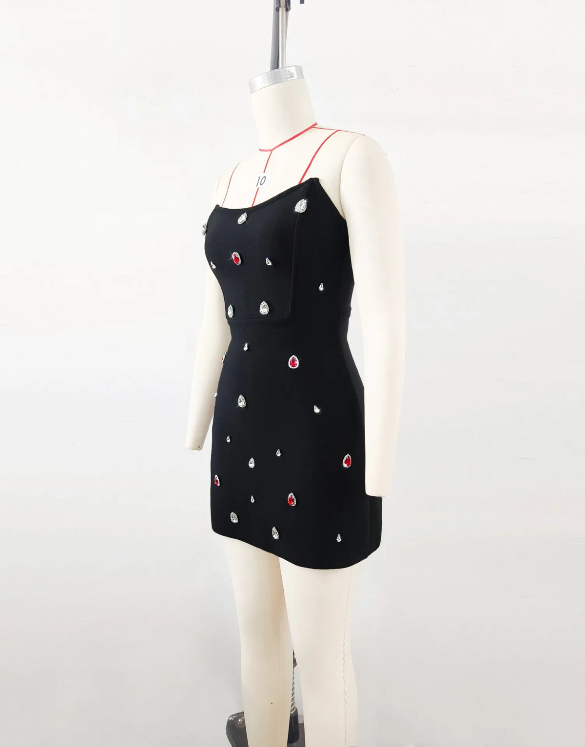2025 New Spring Black Color Women Sexy Strapless Colorful Crystal Bodycon Mini Bandage Dress Nightclub Party Celebrate Outfit