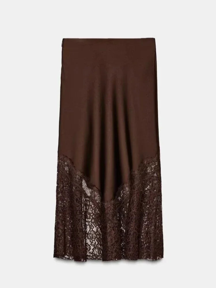 Brown Lace Long Skirts
