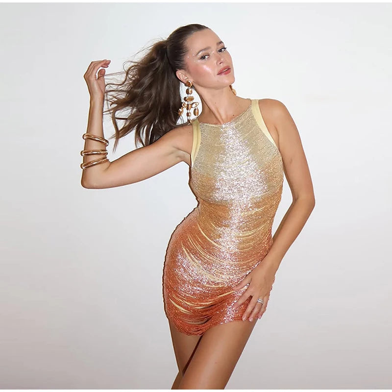 Golden Tassel Party Dress