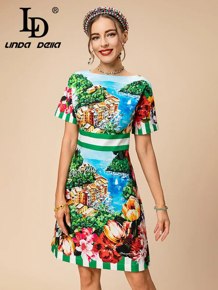 Beautiful Autumn pre spring LINDA Dress Women's Round Neck Premium