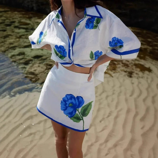1 beautiful Linen skirt Set top brand