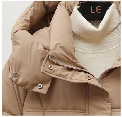 Winter Women Jacket Mid Long Hooded