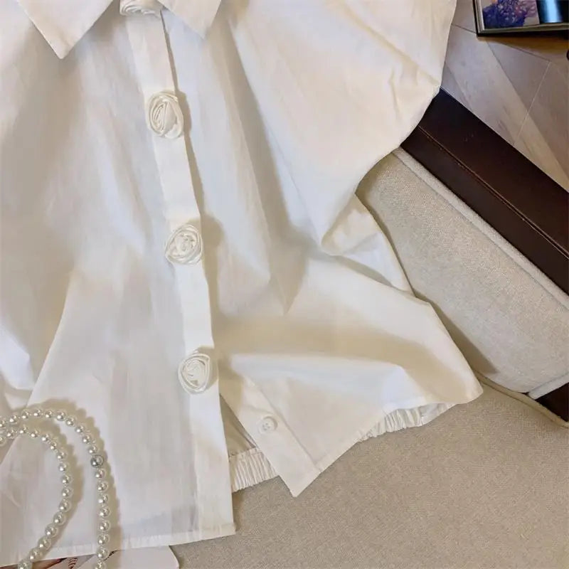 Batwing Button Summer Sweet Korean Fashion