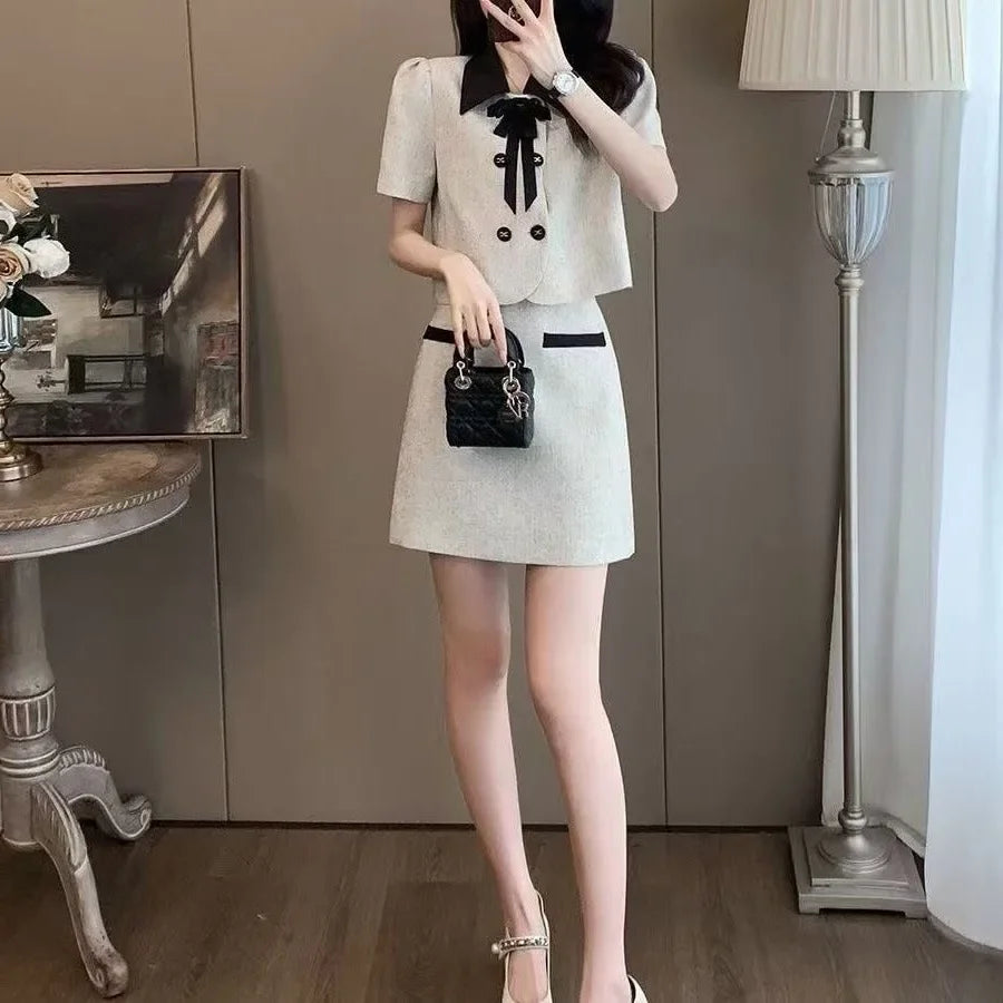 ChanelVibeTweed White Skirt Set