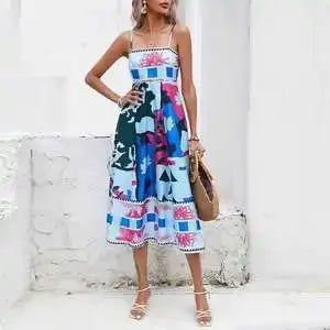 Graffiti multi Print summer Midi paradise