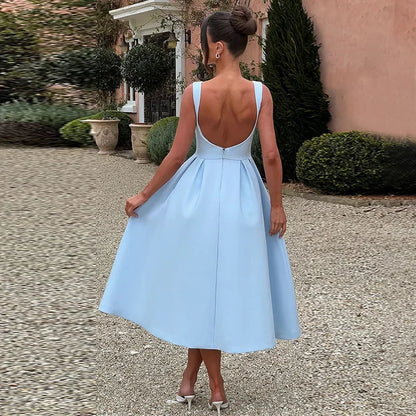 Backless Pleated Long Dresses