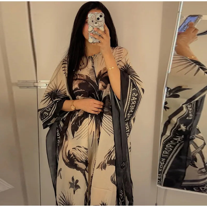 Posh Kaftan Palm Flamingo - Shellss