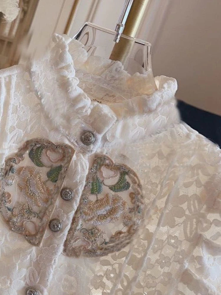 Embroidery Blouse Lace Jacquard - Shellss
