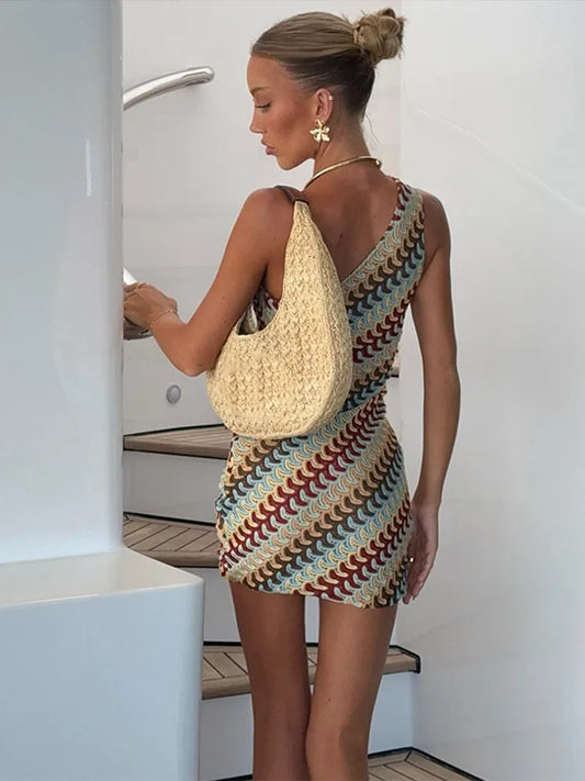 1 Knitted zig zag Mini Dress
