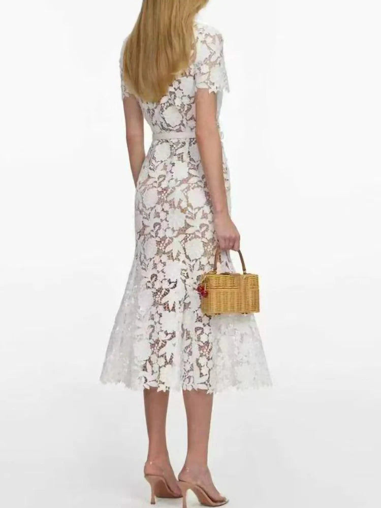 White selfportrait collar lace dress