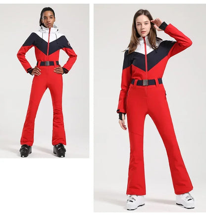 Winter Overalls Women Slim Fitting Ski Suit One-Piece Jumpsuits Wind Proof