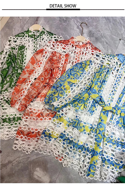 Retro palace wind crochet Lantern sleeve