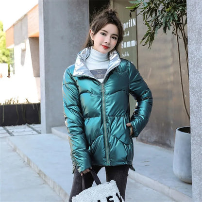 Winter Jacket Women Parkas Glossy Warm