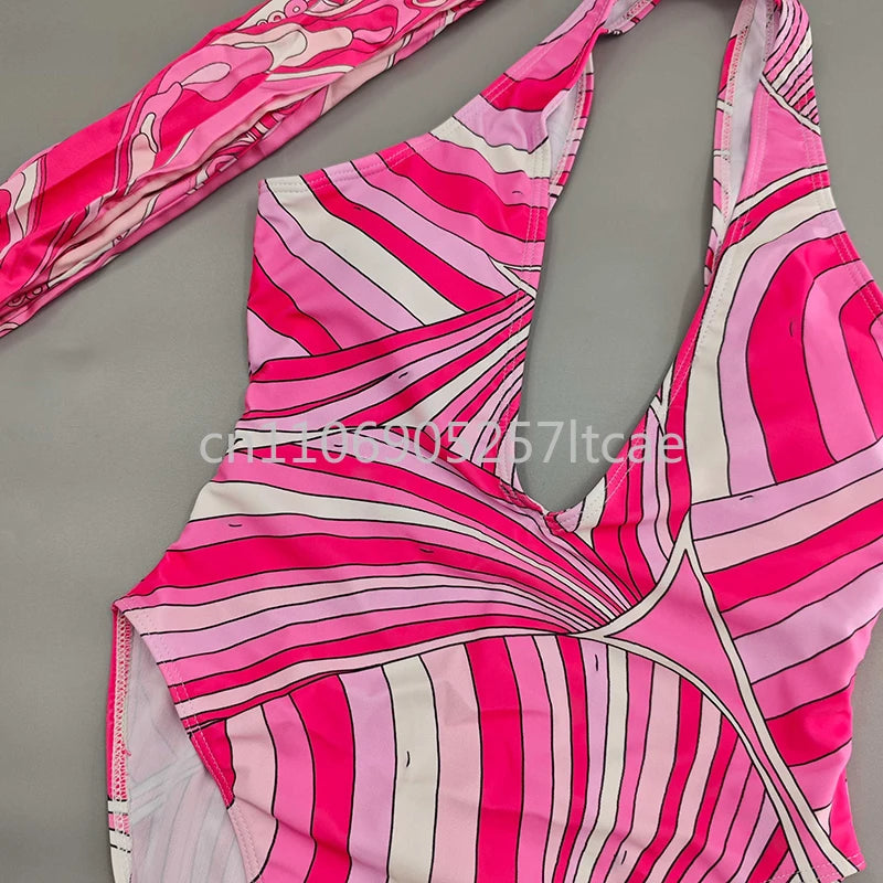 Luxury Design Pink Scarf Swimsuits