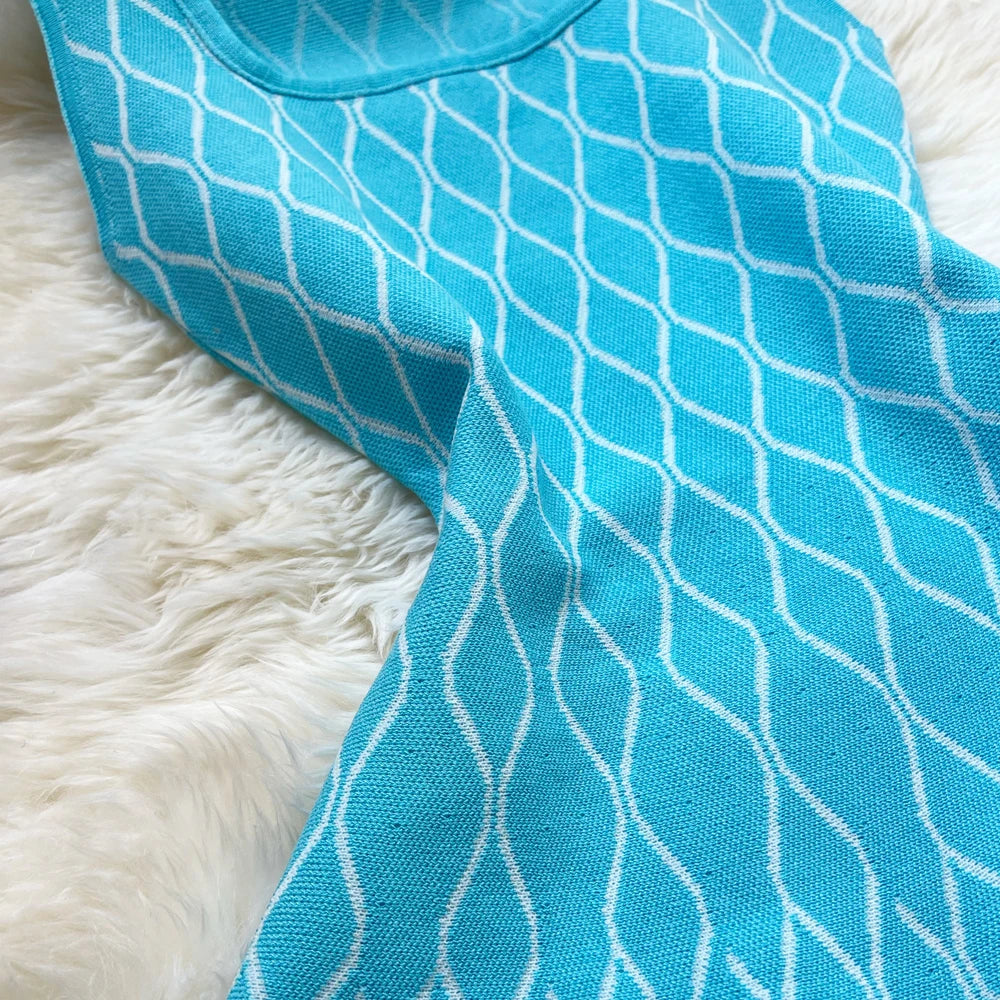 Maje Y2K Geometric Knitted Summer Dress