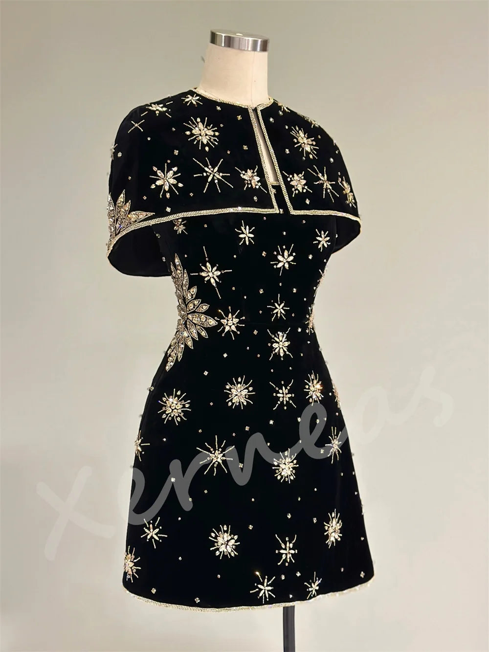 Customized High Quality Luxury Women's Evening Gowns Glitter O-Neck Shawl A-line Short Dresses Bespoke Occasion Party Gown